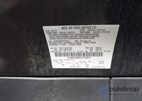 2015 Ford Taurus Sel из США, поврежденный, VIN 1FAHP2E80FG192017